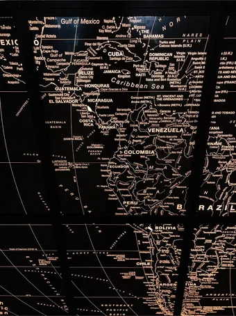 4x6-ft map of the Americas installed in a Manhattan office.