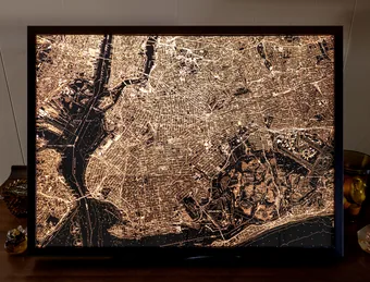 18x24" illuminated map of Brooklyn and Queens, NY