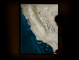 4x3 foot California illuminated map by Evan Applegate.