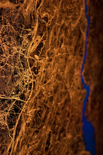 6x4-foot map of New York’s Hudson River Valley.