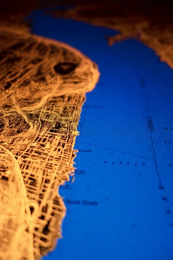 6x4-foot map of New York’s Hudson River Valley.