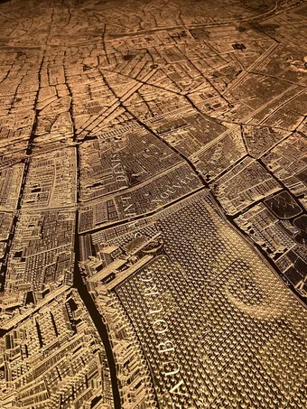 Paris illuminated map closeup.